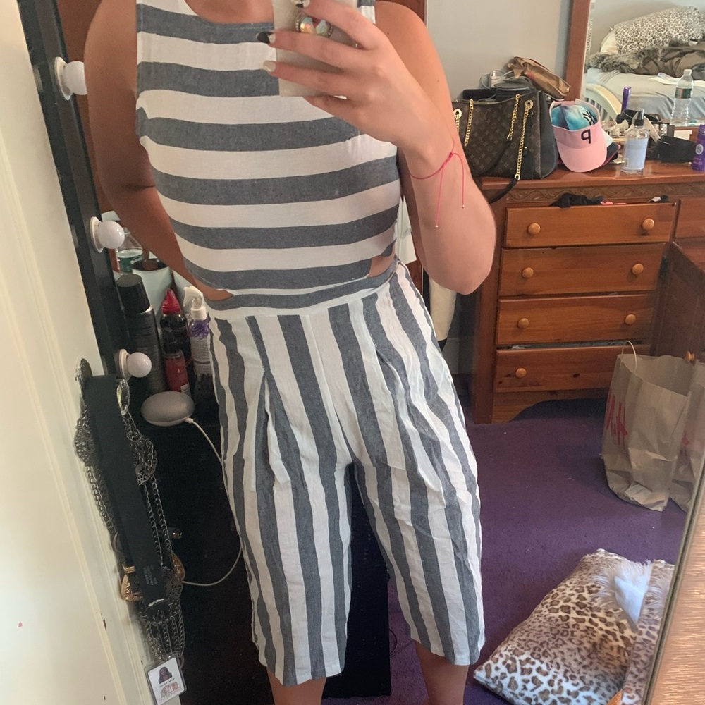 Striped Cutout Jumpsuit